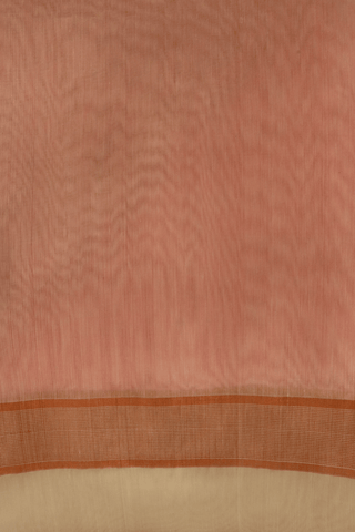 Paisley Zari Motifs Coral Pink Kora Silk Cotton Saree