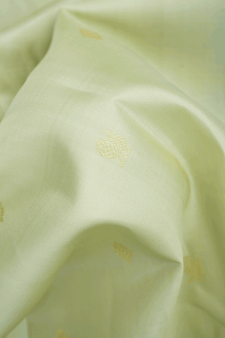 Peacock And Diamond Butti Cream Green Kanchipuram Silk Saree