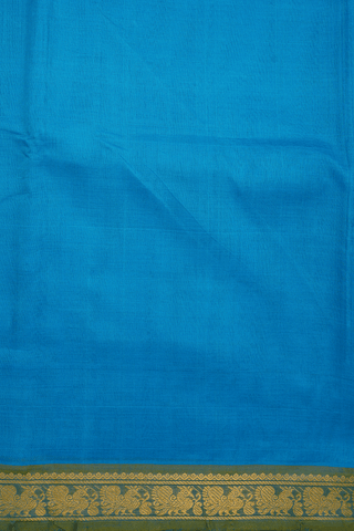 Peacock Zari Border Azure Blue Traditional Silk Cotton Saree