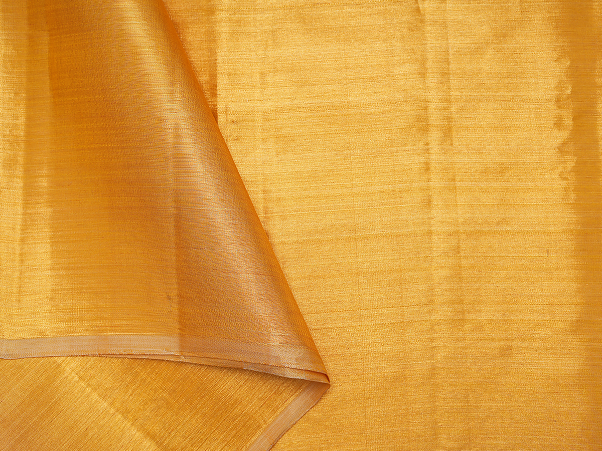 Plain Yellow Tissue Kanchipuram Unstitched Blouse Material