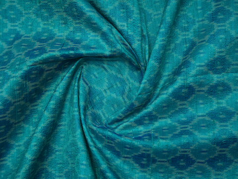 Pochampally Design Teal Blue Raw Silk Blouse Material