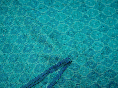 Pochampally Design Teal Blue Raw Silk Blouse Material