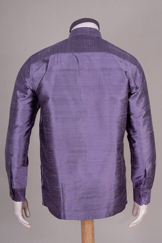 Regular Collar Plain Dusty Purple Raw Silk Shirt