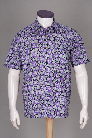 Regular Collar Dabbu Printed Shades Of Purple Cotton Shirt