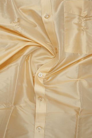 Regular Collar Yellowish Beige Silk Shirt With Dhoti Set