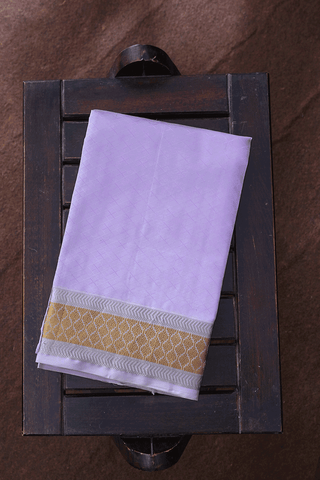 Self Design Lilac Purple Silk Dhoti With Angavastram Set