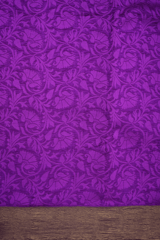 Self Floral Design Purple Raw Silk Saree