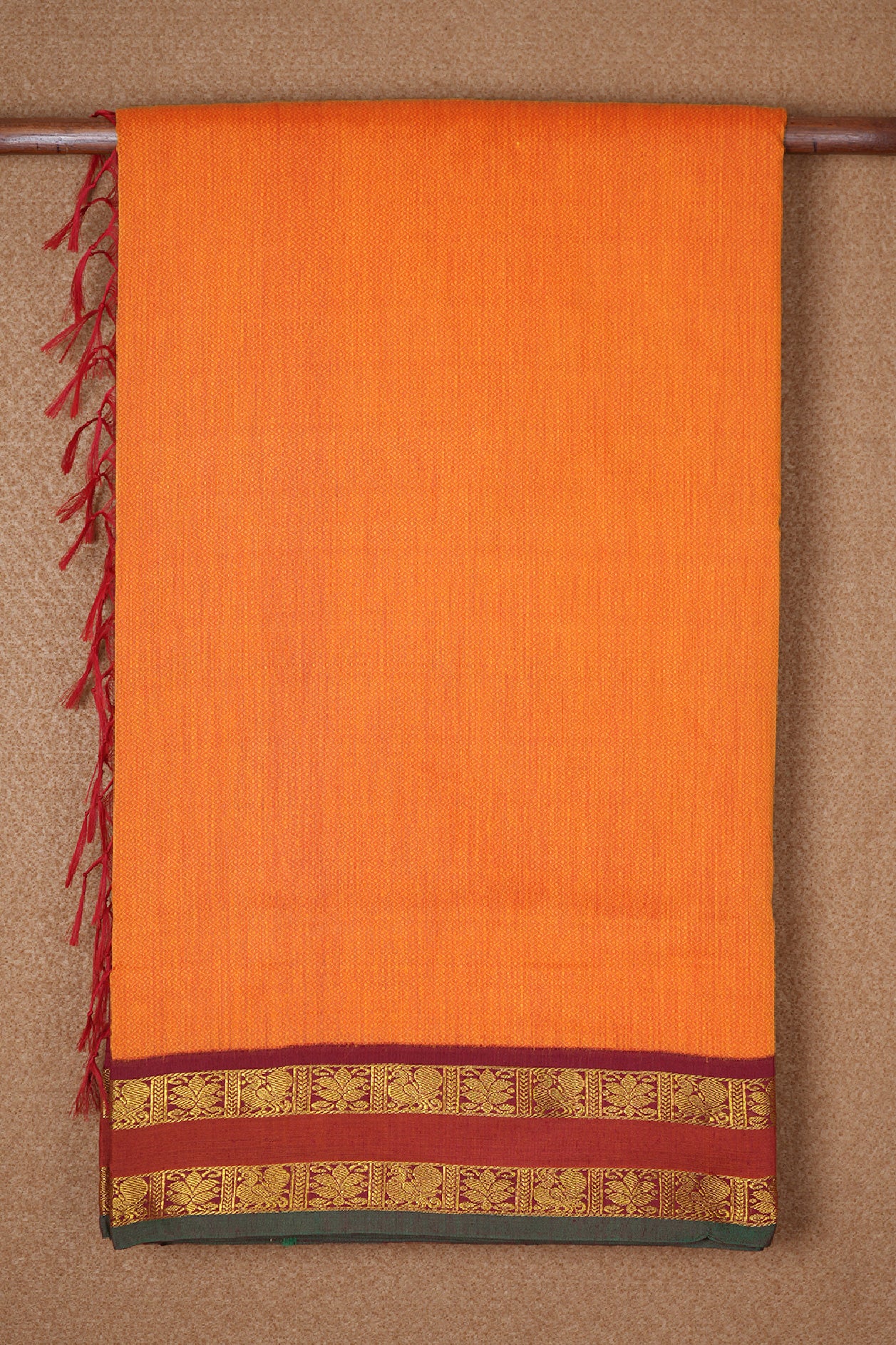Women's Pure Kalyani Cotton Silk Orange Saree with Zari Border and Blouse  Piece : : Fashion