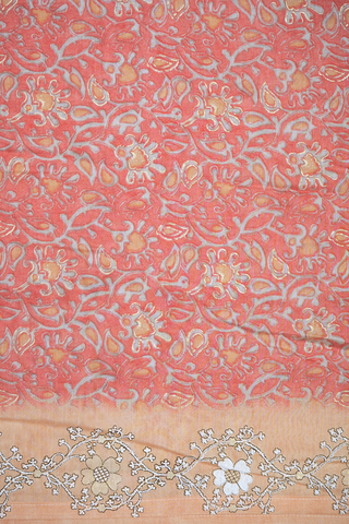 V- Split Neck Orange Cotton Salwar Set