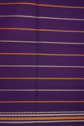 Threadwork Design Deep Purple Nine Yards Cotton Saree