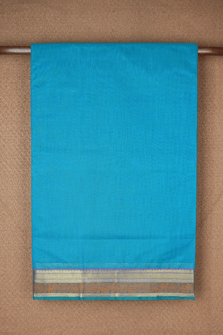 Traditional Border Cerulean Blue Nine Yards Cotton Saree