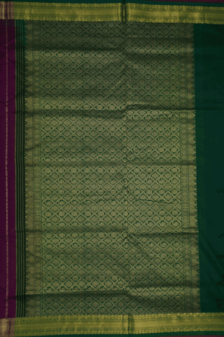 Traditional Design Plum Purple Nine Yards Silk Cotton Saree
