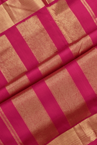 Twill Weave Border Rose Red Kanchipuram Nine Yards Silk Saree