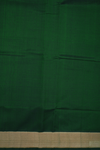 Zari Border Plain Dark Green Traditional Silk Cotton Saree