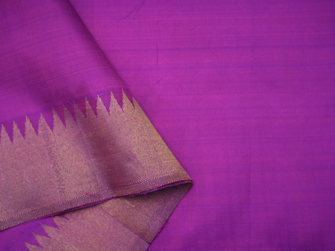 Zari Border Plain Purple Rose Kanchipuram Blouse Material
