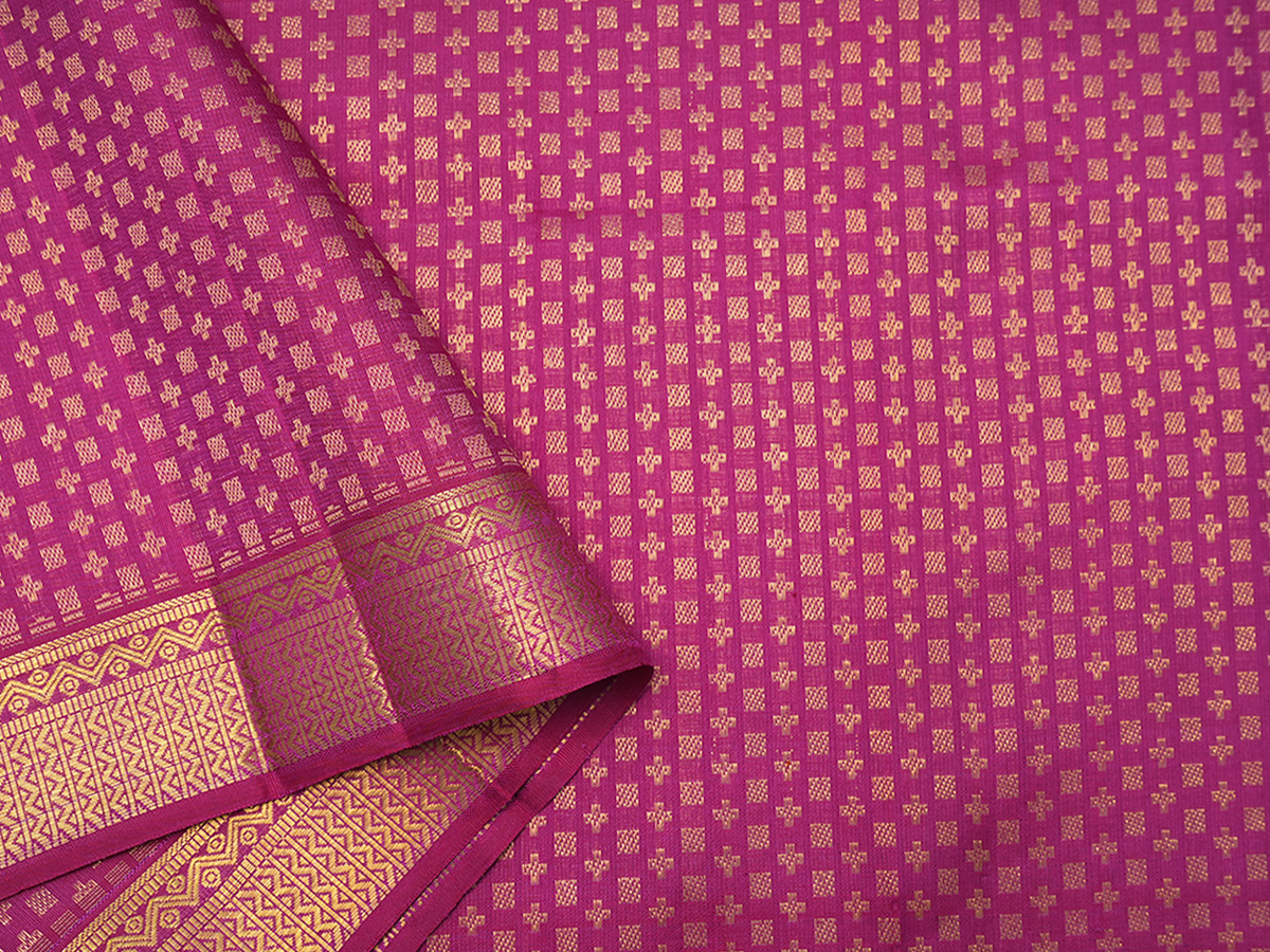 Zari Buttis Reddish Purple Kanchipuram Silk Blouse Material