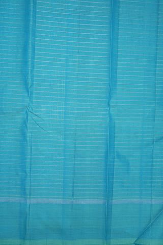 Zari Checked Design Cerulean Blue Kanchipuram Silk Saree