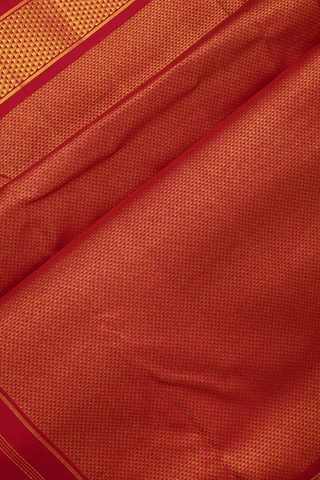 Zari Checked Ruby Red Kanchipuram Nine Yards Silk Saree