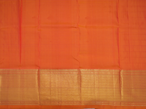 Zari Checks Coral Orange Kanchipuram Pavadai Sattai Material