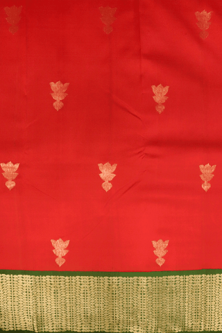 Zari Motifs Chilli Red Kanchipuram Silk Saree