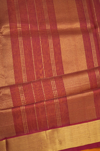 Zari Striped Marigold Orange Nine Yards Silk Cotton Saree