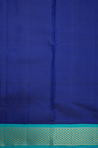 Zari Striped Navy Blue Kanchipuram Nine Yards Silk Saree