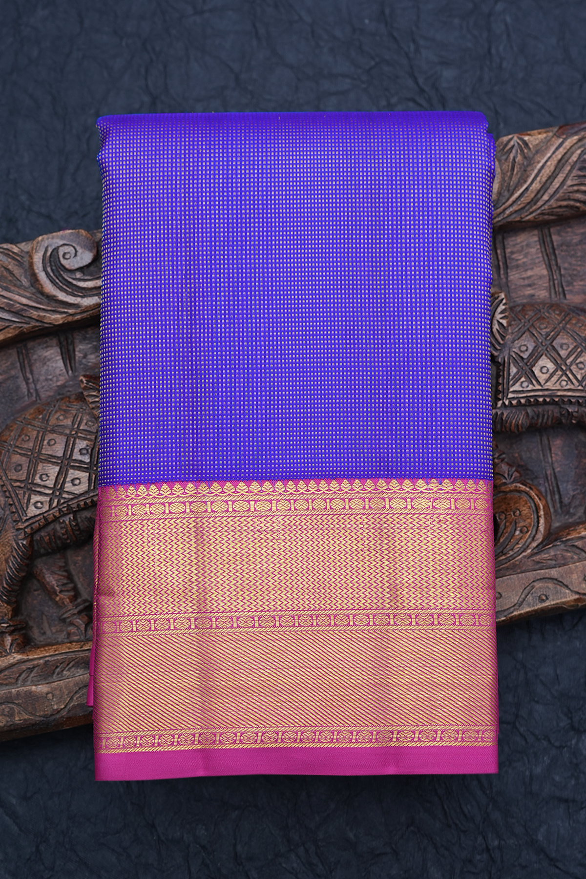 Zari Striped Royal Blue Kanchipuram Silk Saree