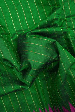 Zari Stripes Design Green Jute Saree