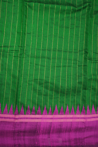 Zari Stripes Design Green Jute Saree