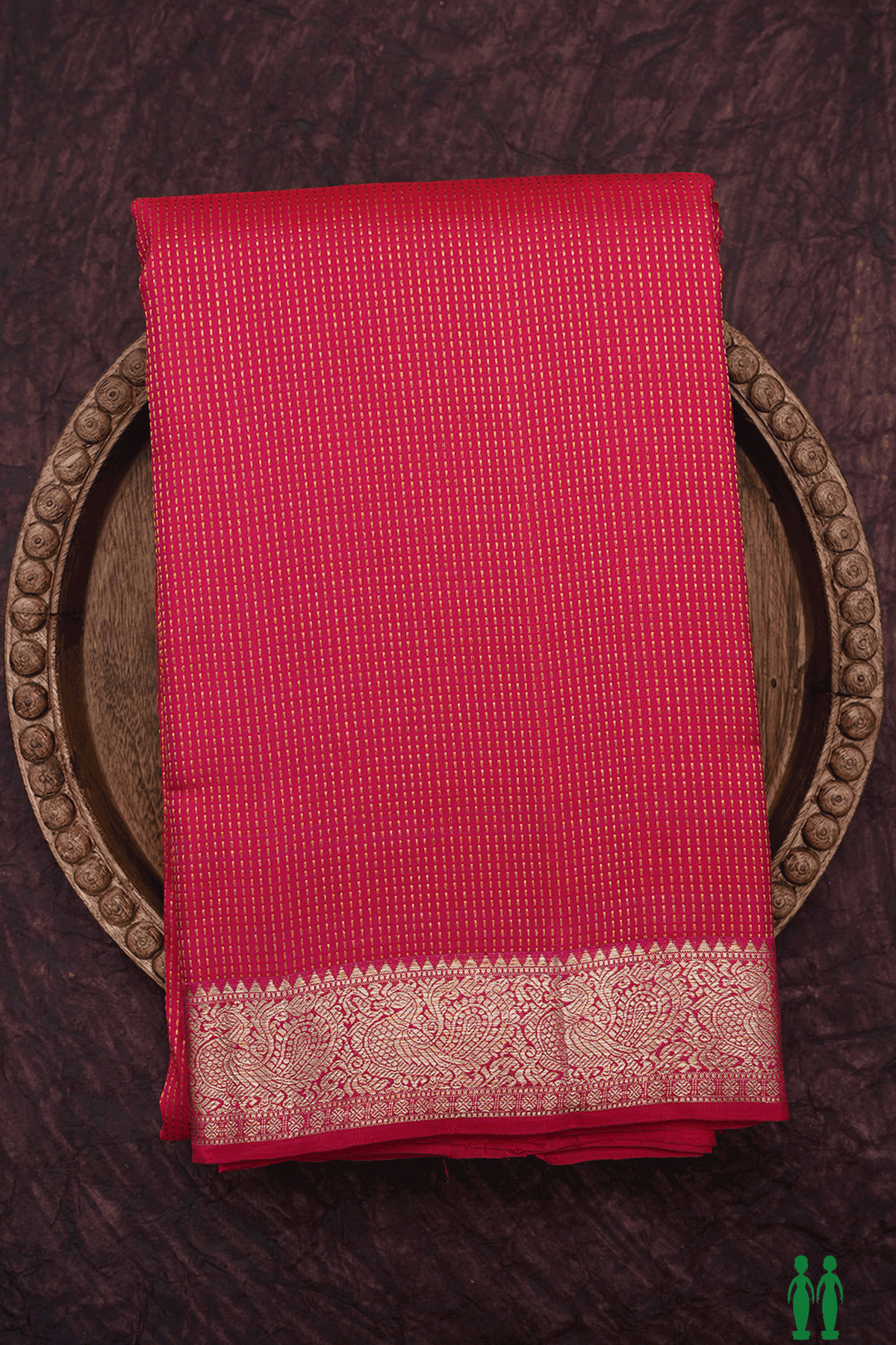 Zari Stripes Design Rani Pink Kanchipuram Silk Saree