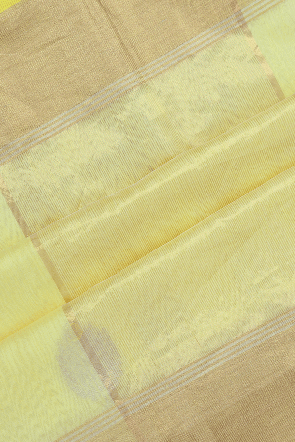 Tree Zari Motifs Light Yellow Maheswari Silk Cotton Saree