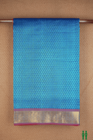 Triangle Design Cerulean Blue Traditional Silk Cotton Saree