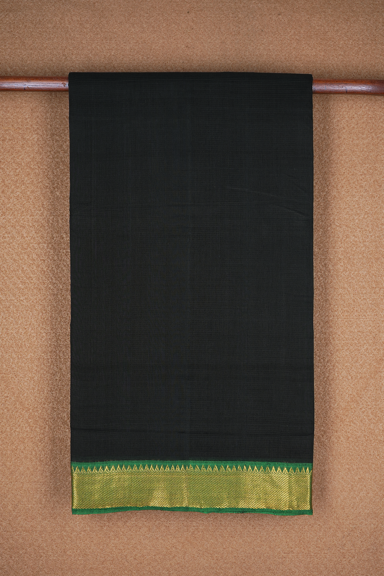 Twill Weave Border Plain Black Mangalagiri Cotton Saree