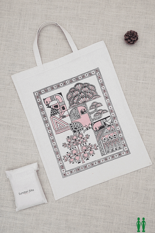 Floral And Birds Printed Reusable Cloth Bag