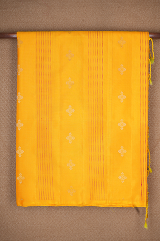 Stripes With Buttas Marigold Orange Soft Silk Saree