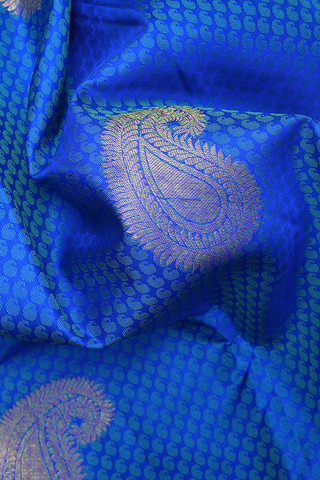 Threadwork With Zari Motifs Royal Blue Kanchipuram Silk Saree