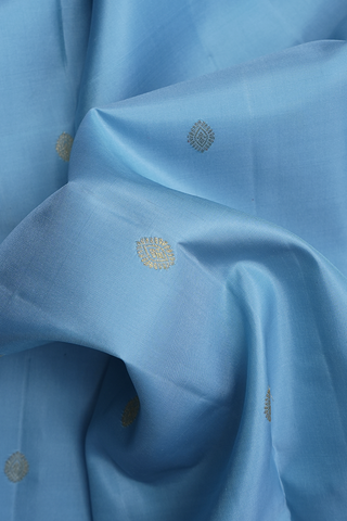 Zari Buttas Pastel Blue Kanchipuram Silk Saree