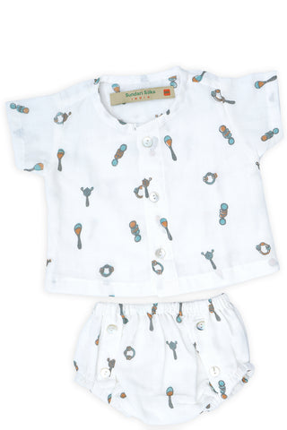 A-Line Top And Diaper Infant Wear Boys Co-ord Set Of 2