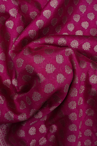 Floral Zari Buttas Rose Red Semi Banarasi Silk Saree