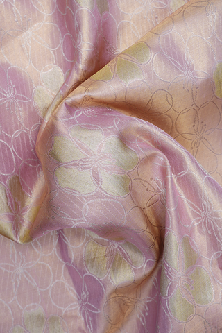 Floral Design Pastel Pink Tissue Kanchipuram Silk Saree