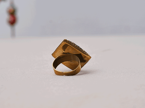Multicolor Stone Handmade Brass Adjustable Ring