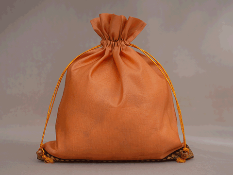 Assorted Set Of 3 Yellow And Orange Silk Potli Bags