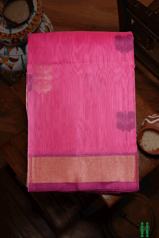 Allover Paisley Buttas Pink Kora Silk Cotton Saree