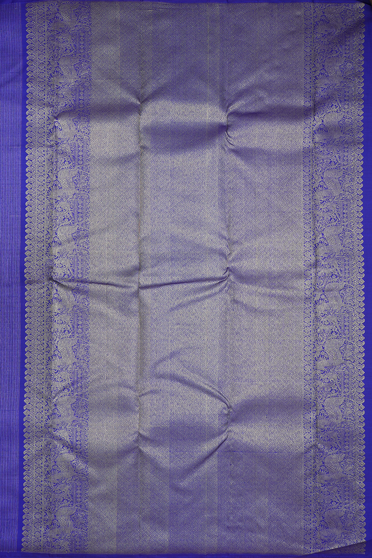 Zari Stripes Design Royal Blue Kanchipuram Silk Saree