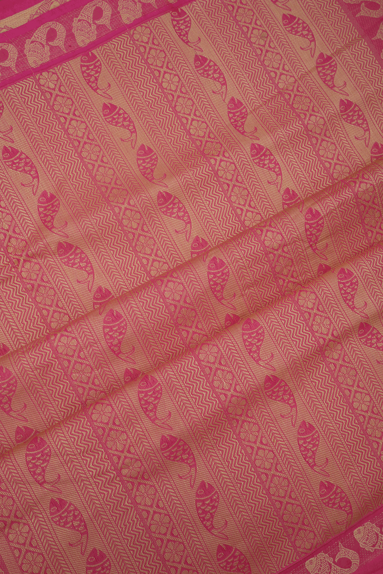 Threadwork Buttas Punch Pink Coimbatore Cotton Saree