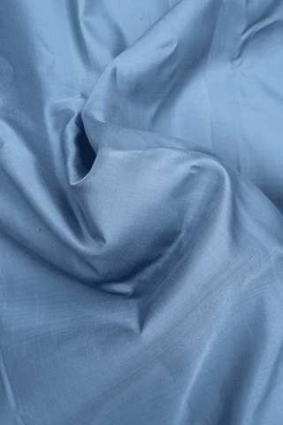 Contrast Border Plain Steel Blue Gadwal Silk Saree