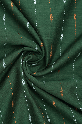 Chinese Collar Stripes Design Emerald Green Cotton Long Kurta