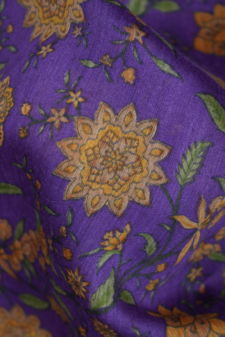 Floral Design Purple Chanderi Silk Cotton Saree
