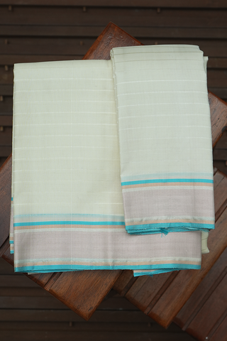 Zari Border White Silk Dhoti With Shirt And Angavastram Set