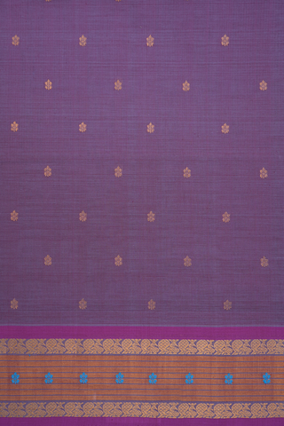 Floral Buttis Dusty Purple Venkatagiri Cotton Saree